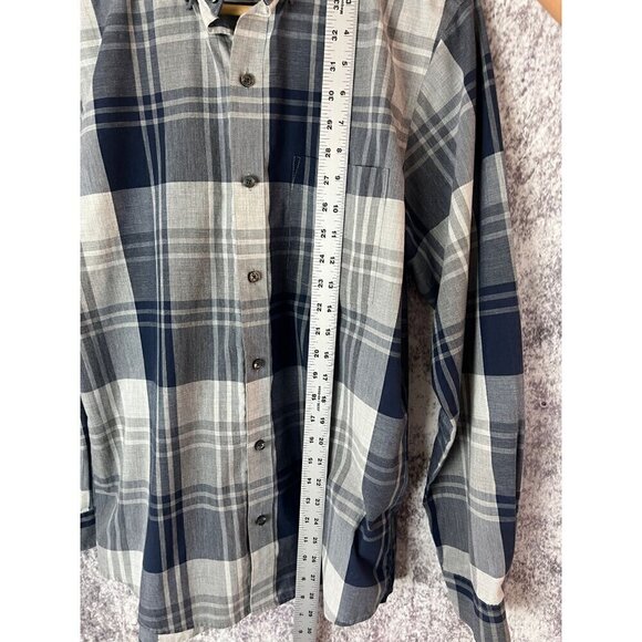 Van Heusen Originals Slim Fit Blue Gray Plaid button Down Dress Shirt Mens M - Picture 5 of 11